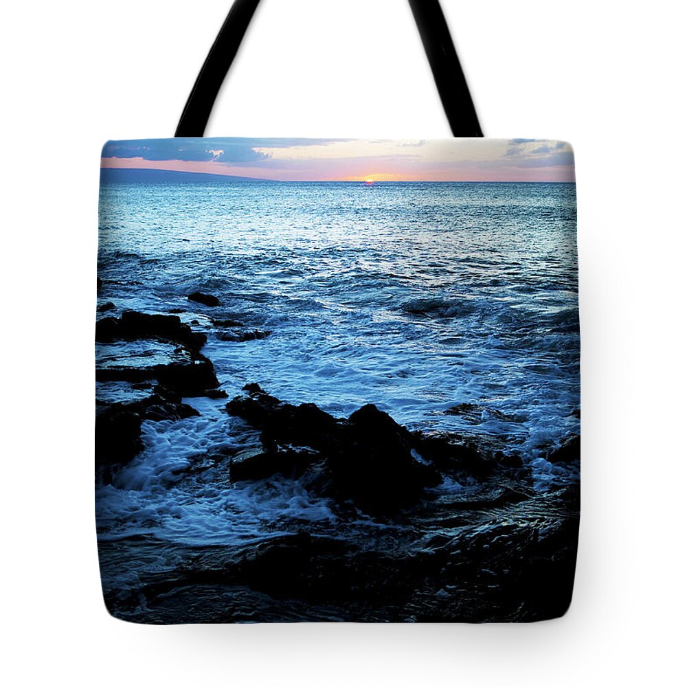 Water's Edge Tote Bag featuring the photograph Maui Sunset by Pickstock