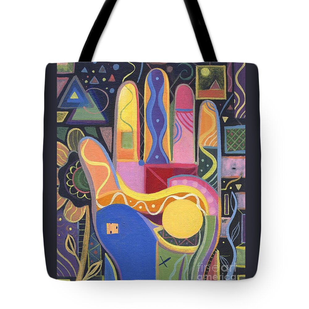 Abstract Tote Bag featuring the painting May Creativity Be A Blessing by Helena Tiainen