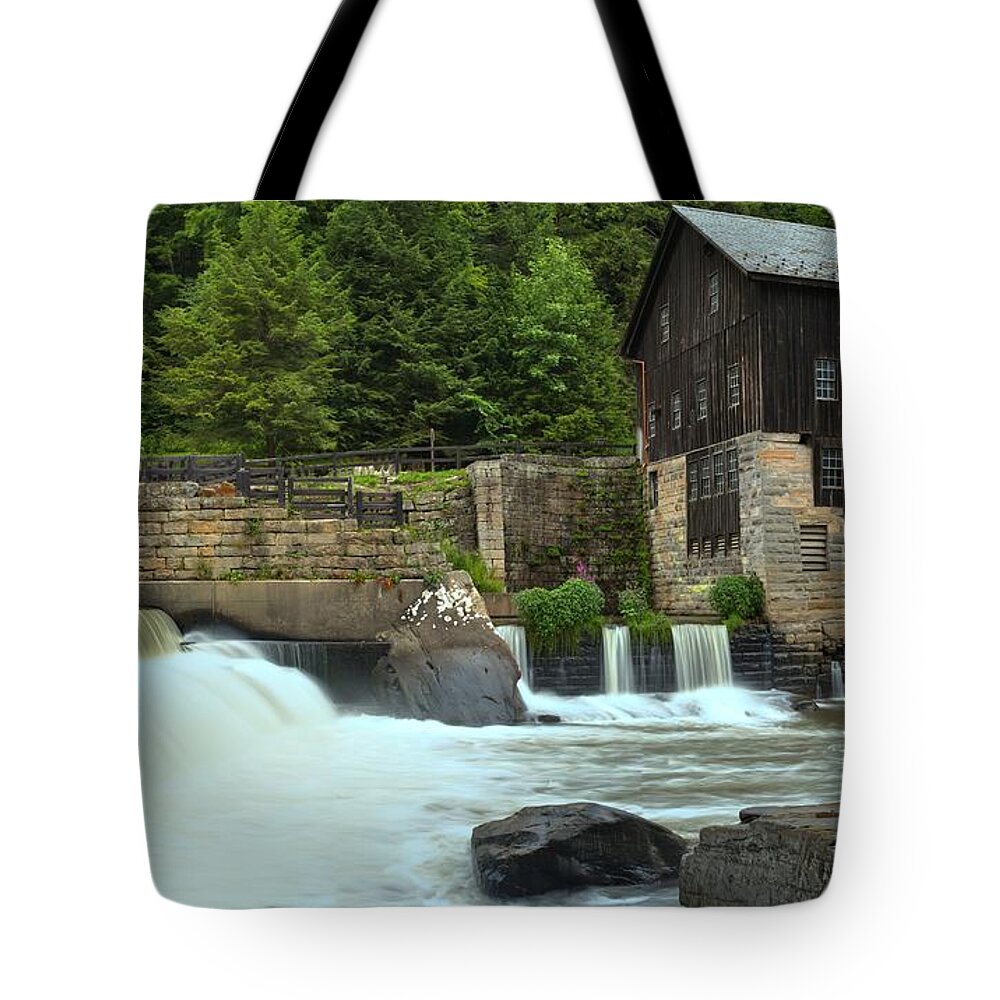 Mcconnells Mill State Park Tote Bag featuring the photograph McConnells Mill State Park Spillway by Adam Jewell