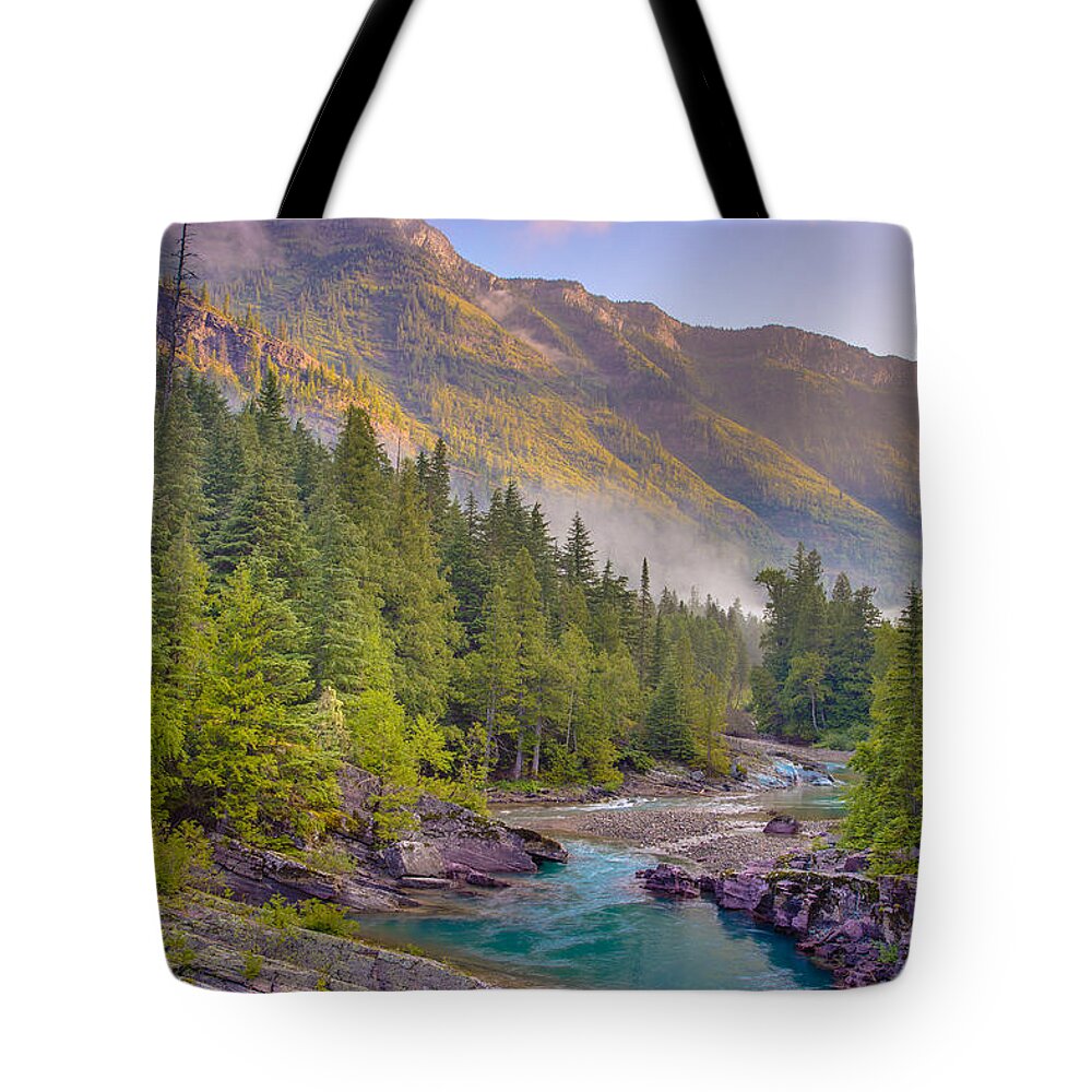 Glacier National Park Tote Bag featuring the photograph McDonald Creek by Adam Mateo Fierro