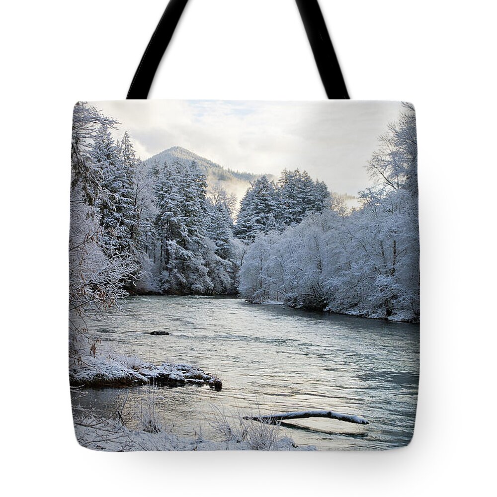 River Tote Bag featuring the photograph McKenzie River by Belinda Greb