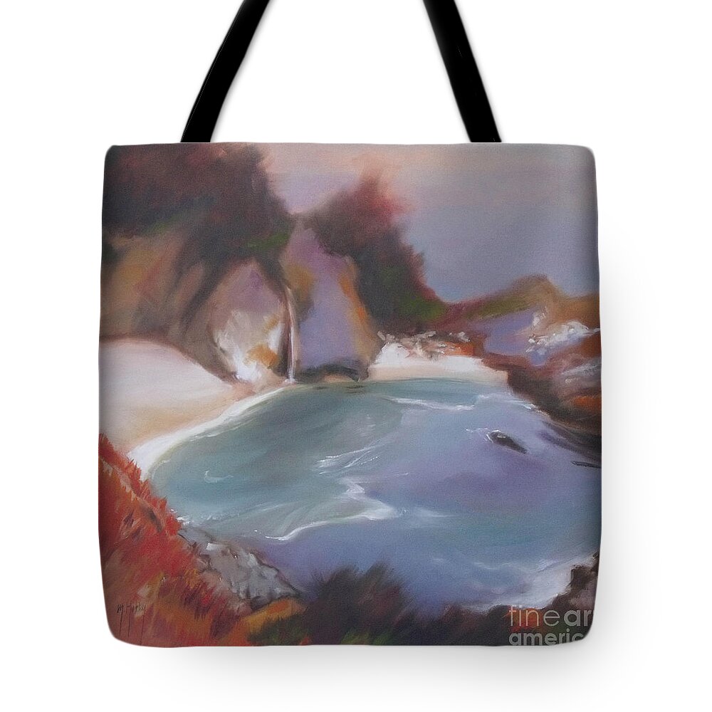 Big Sur Tote Bag featuring the painting McWay Falls by Mary Hubley