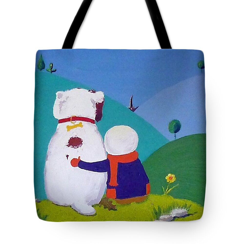 Dog Tote Bag featuring the painting Me And My Pal by Asa Jones