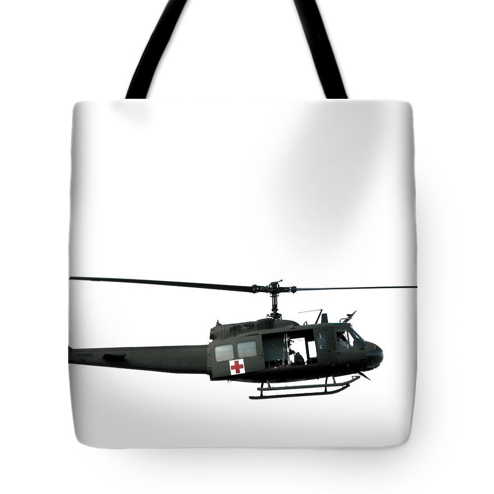 Uh-1 Tote Bag featuring the photograph Medic Helicopter by Olivier Le Queinec