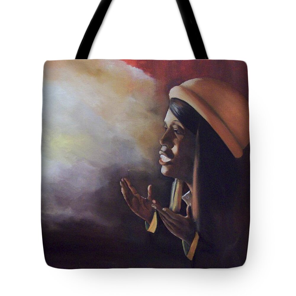 Face Tote Bag featuring the painting Meditation by Kenneth Harris