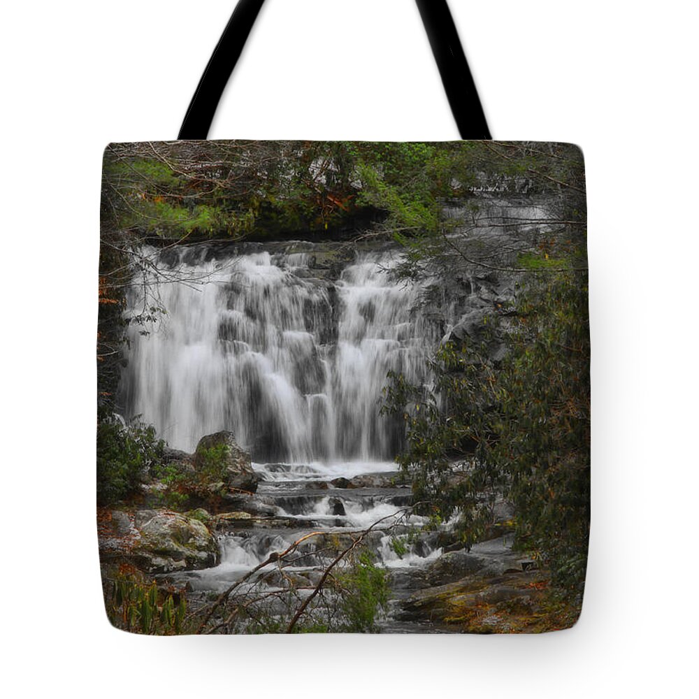 Waterfall Tote Bag featuring the photograph Meigs Falls - GSMNP by Shari Jardina