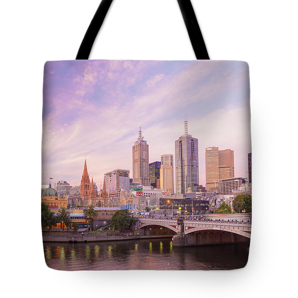 Water's Edge Tote Bag featuring the photograph Melbourne by Patrickoberem