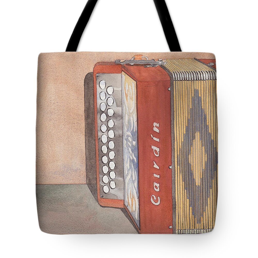 Button Tote Bag featuring the painting Melodeon Four by Ken Powers
