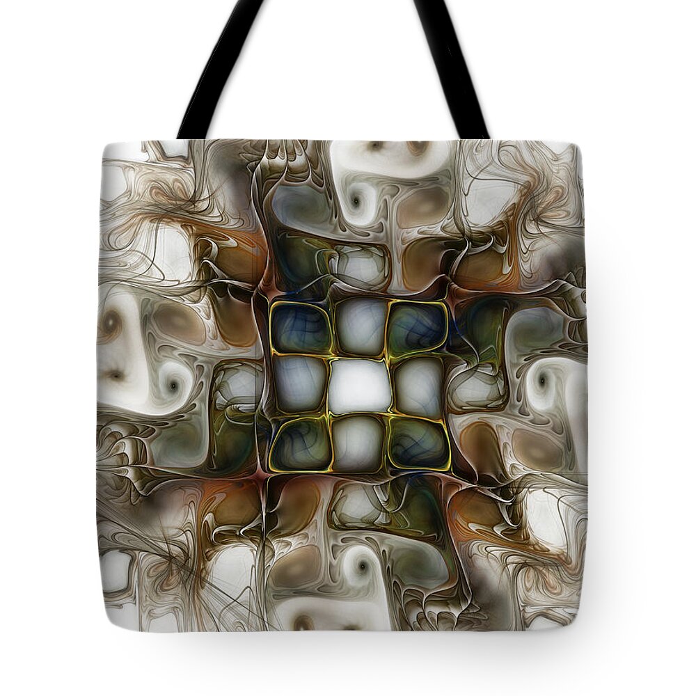 Abstract Tote Bag featuring the digital art Memory Boxes-Fractal Art by Karin Kuhlmann