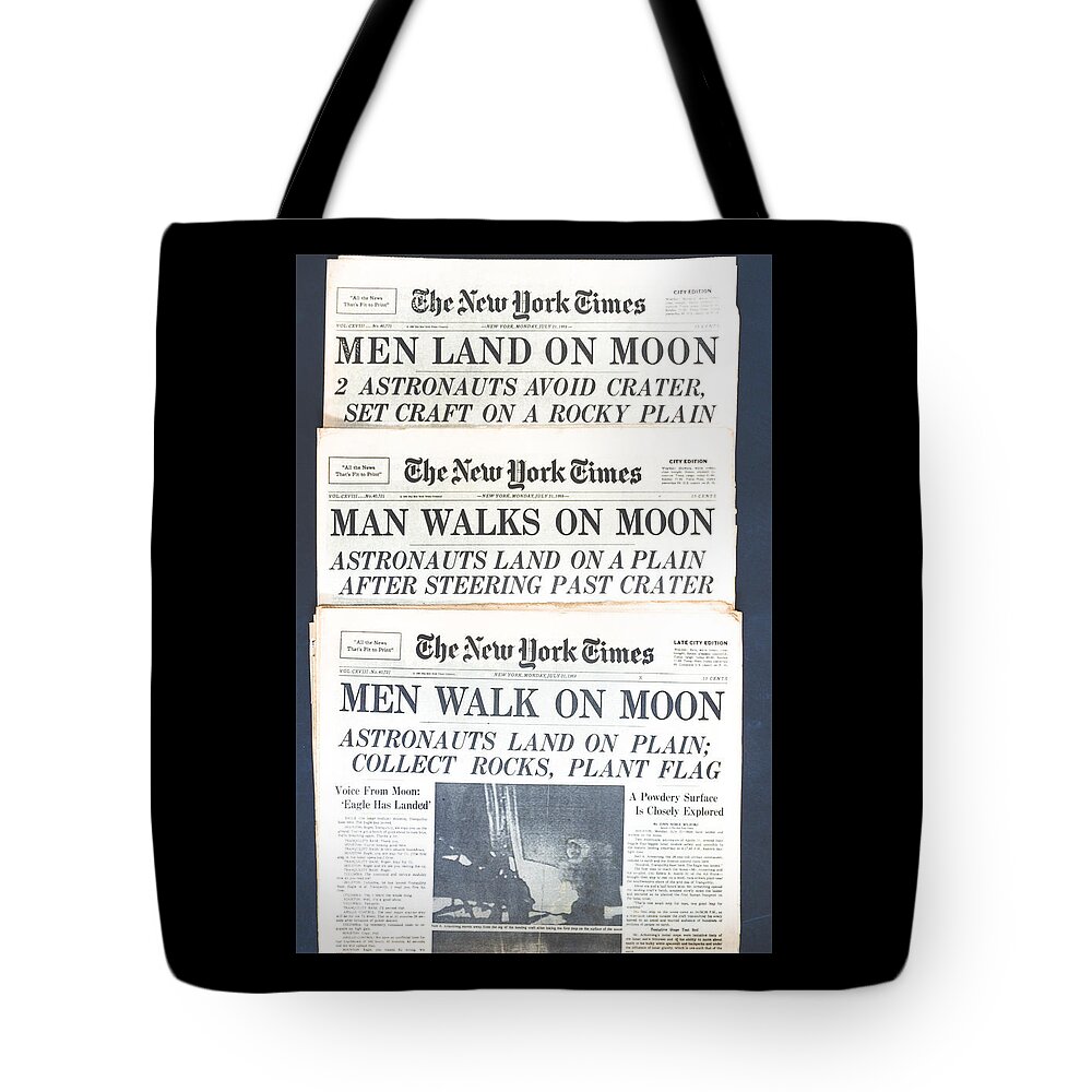 Men Land On Moon Tote Bag featuring the photograph Men Walk On The Moon by Kenneth Cole