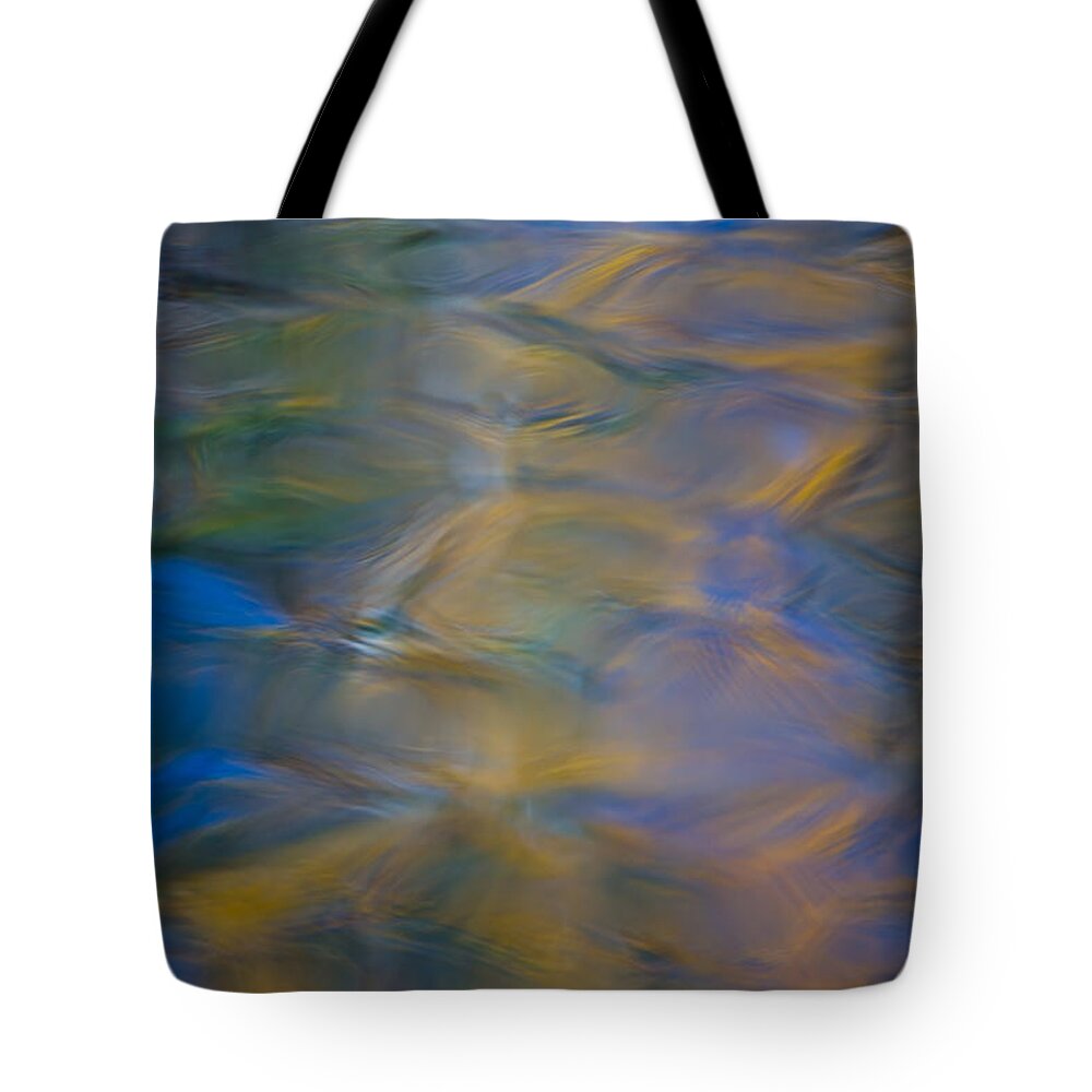 Abstract Tote Bag featuring the photograph Merced River Reflections by Larry Marshall