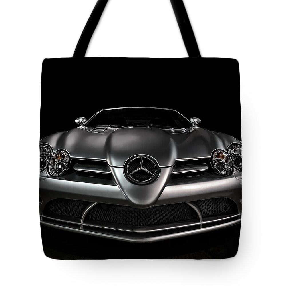 Mercedes Tote Bag featuring the digital art Mercedes McLaren SLR by Douglas Pittman