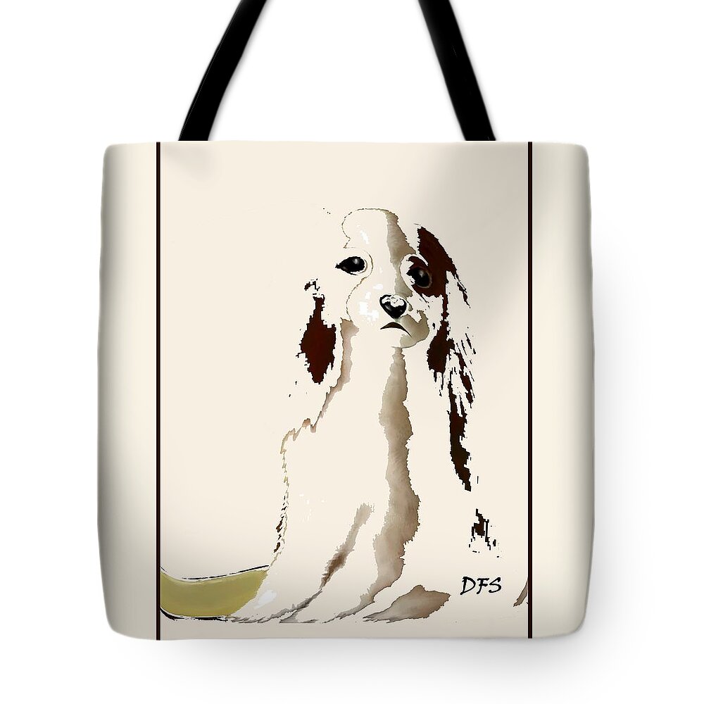 Diane Strain Tote Bag featuring the painting Mercedes - Our Cavalier King Charles Spaniel No. 9 by Diane Strain