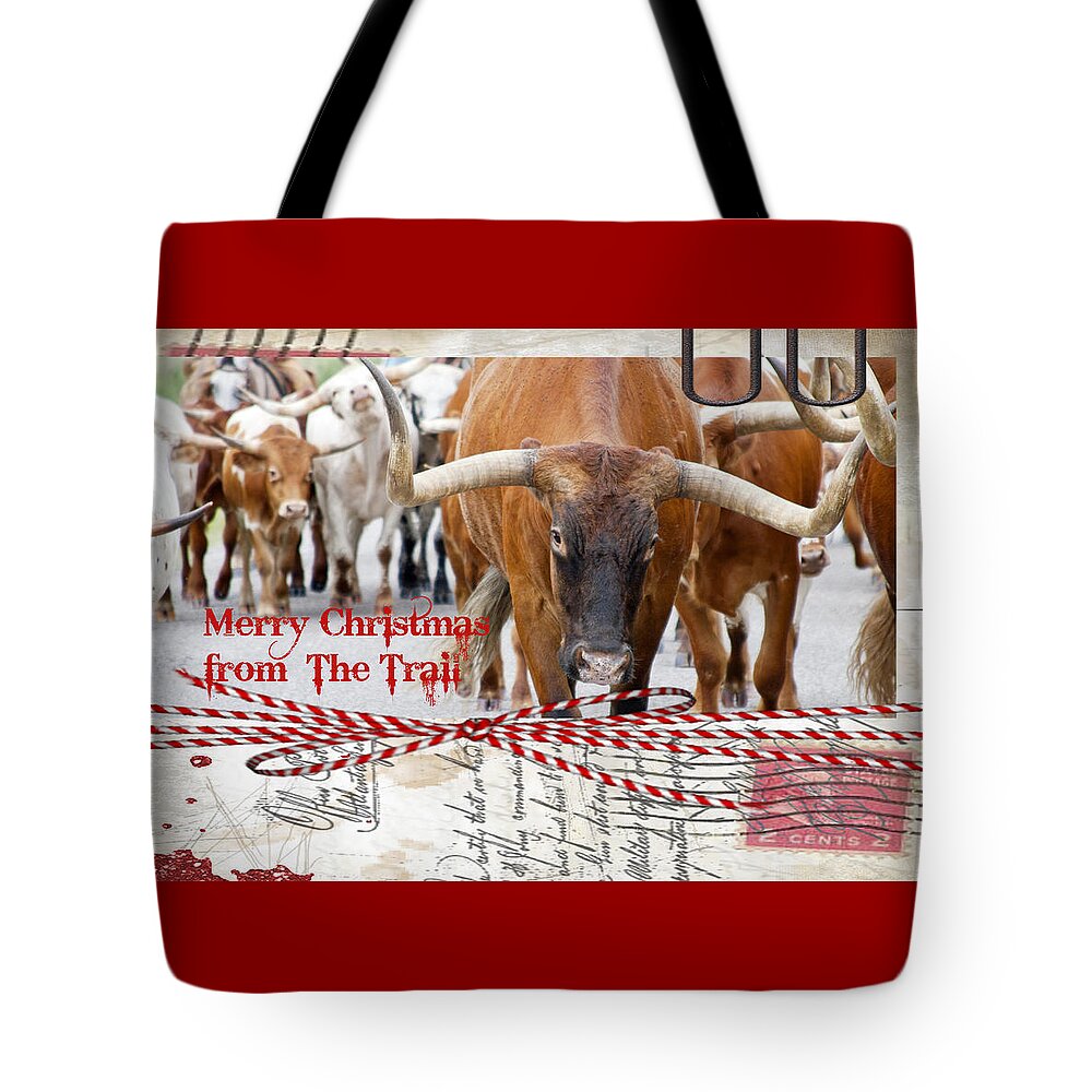 Christmas Tote Bag featuring the photograph Merry Christmas from The Trail by Toni Hopper