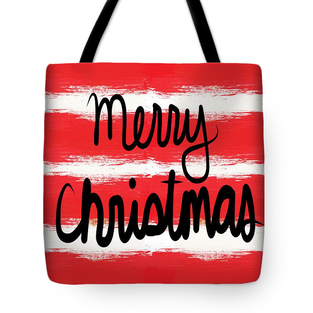Christmas Card Tote Bag featuring the mixed media Merry Christmas- Greeting Card by Linda Woods