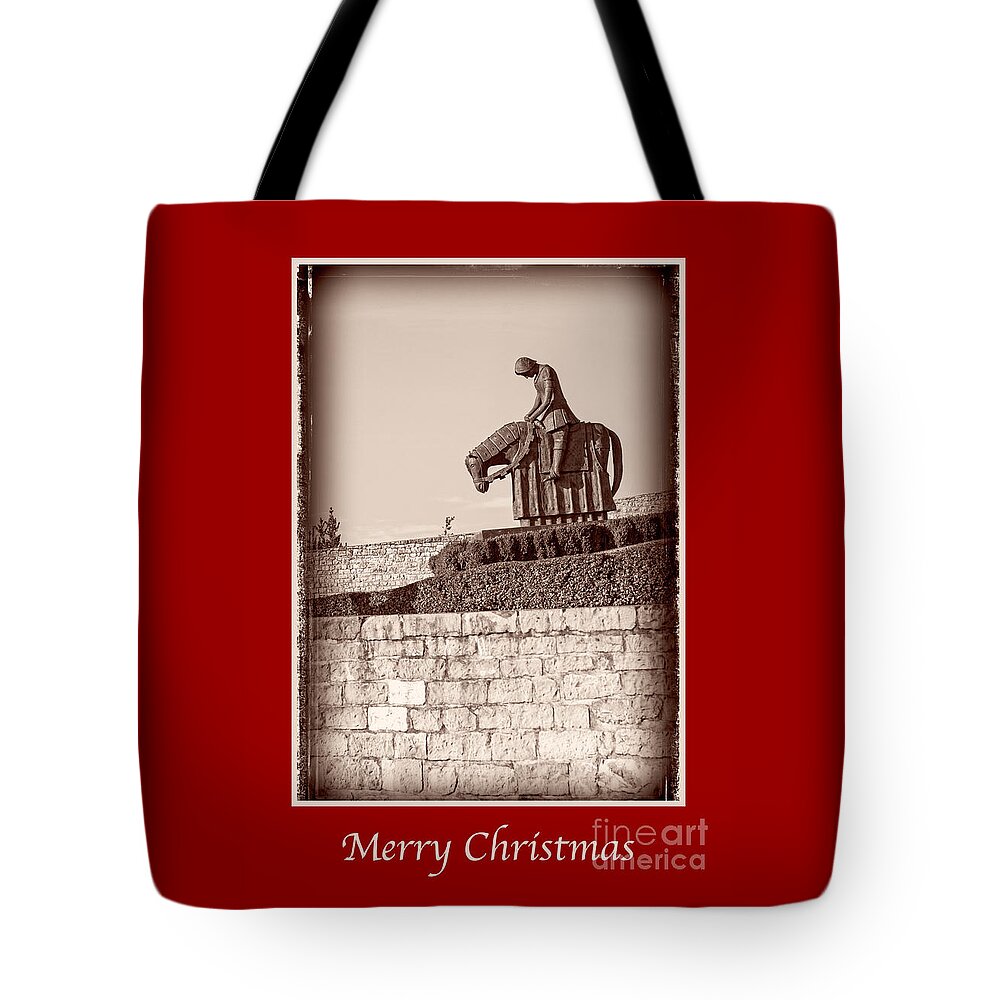 Italian Tote Bag featuring the photograph Merry Christmas with St Francis by Prints of Italy