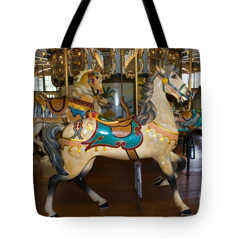 Wingsdomain Tote Bag featuring the photograph Merry Go Around DSC2945 by Wingsdomain Art and Photography