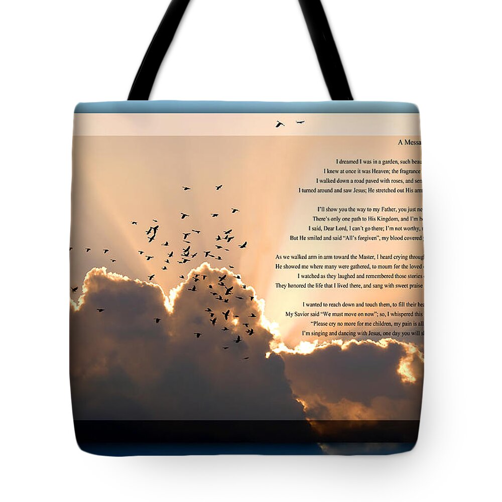 Message From Heaven Tote Bag featuring the photograph Message From Heaven by Carolyn Marshall