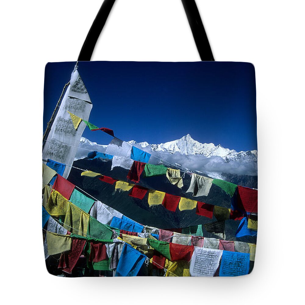 Prayer Flags Tote Bag featuring the photograph Messages for the Gods by James Brunker
