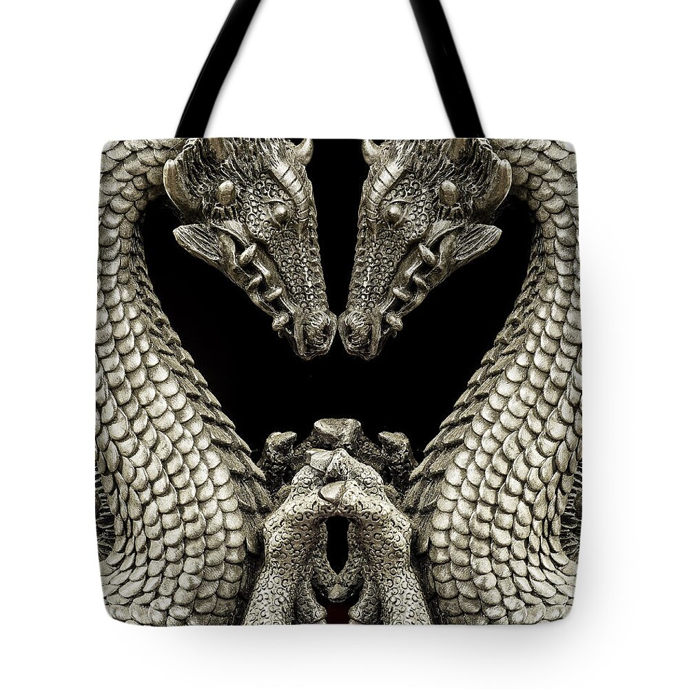Dragon Tote Bag featuring the photograph Metallic Scales by Bill and Linda Tiepelman