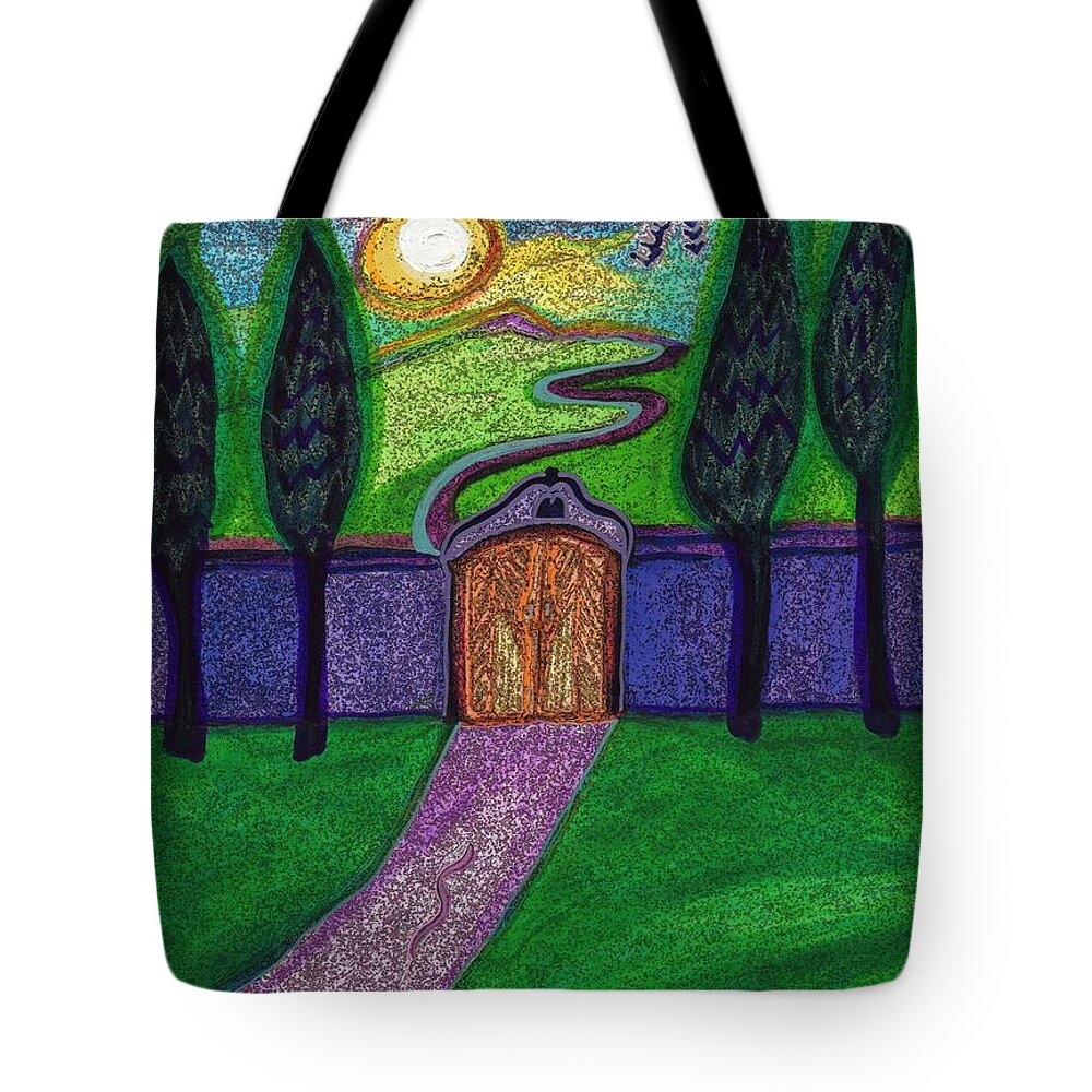 First Star Art Tote Bag featuring the drawing Metaphor Door by jrr by First Star Art