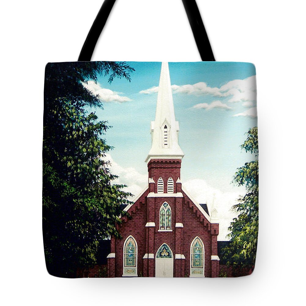 Methodist Tote Bag featuring the painting Methodist Church by Glenn Pollard