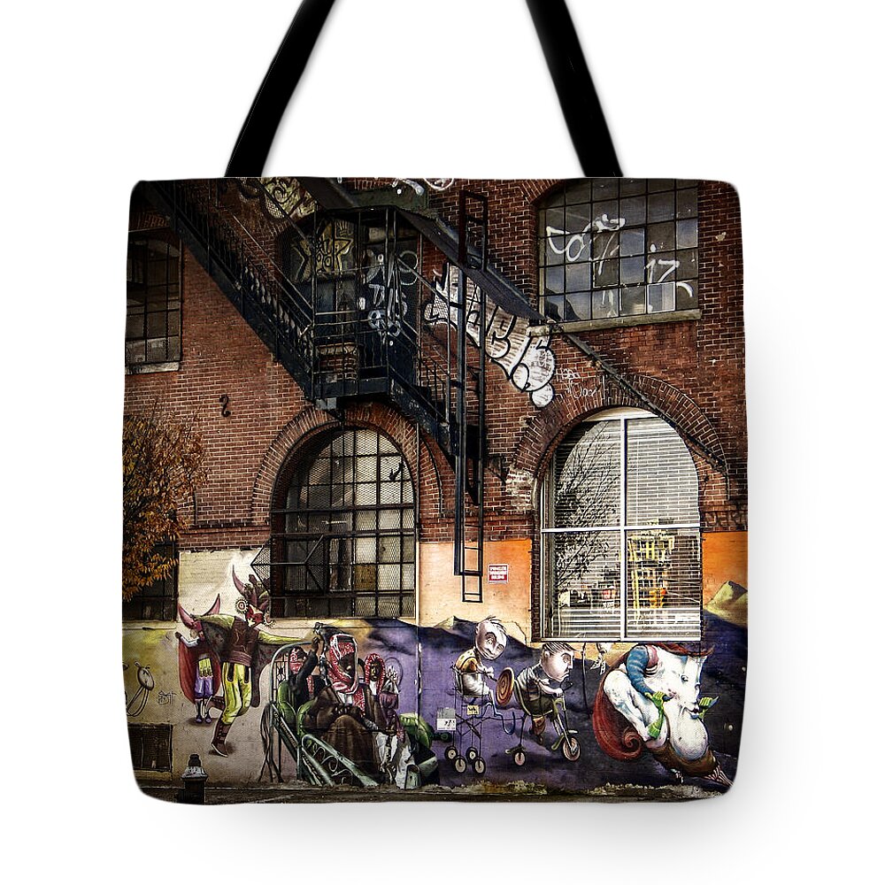 Graffiti Tote Bag featuring the photograph Metropolitan Avenue Graffiti by Frank Winters