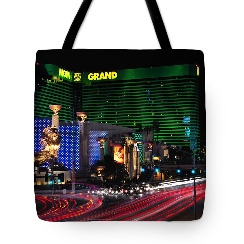 Mgm Tote Bag featuring the photograph MGM Grand Hotel and Casino by Eddie Yerkish