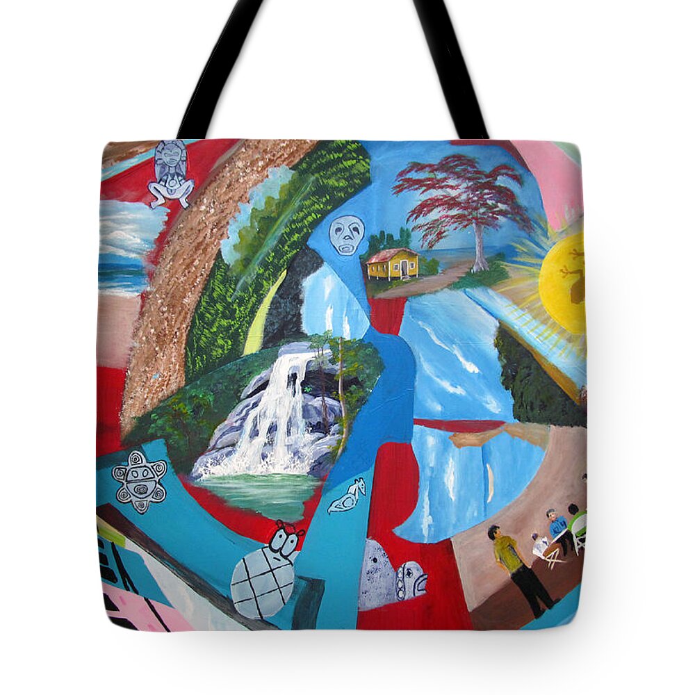 Puerto Rico Tote Bag featuring the painting Mi Cultura Boricua by Luis F Rodriguez