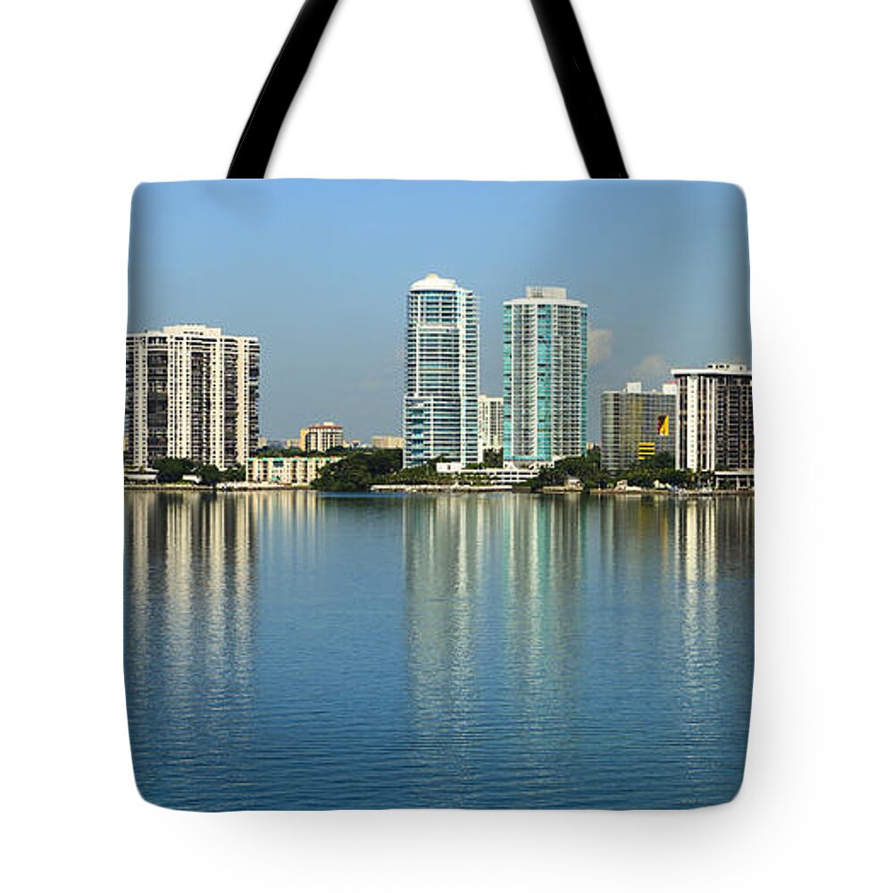 Architecture Tote Bag featuring the photograph Miami Brickell Skyline by Raul Rodriguez