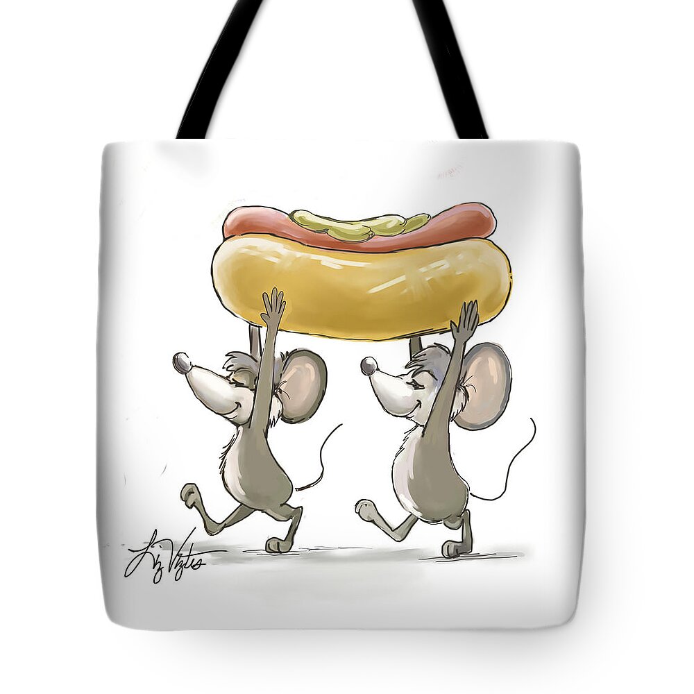 Celebration Tote Bag featuring the digital art Mic and Mac's Picnic by Liz Viztes