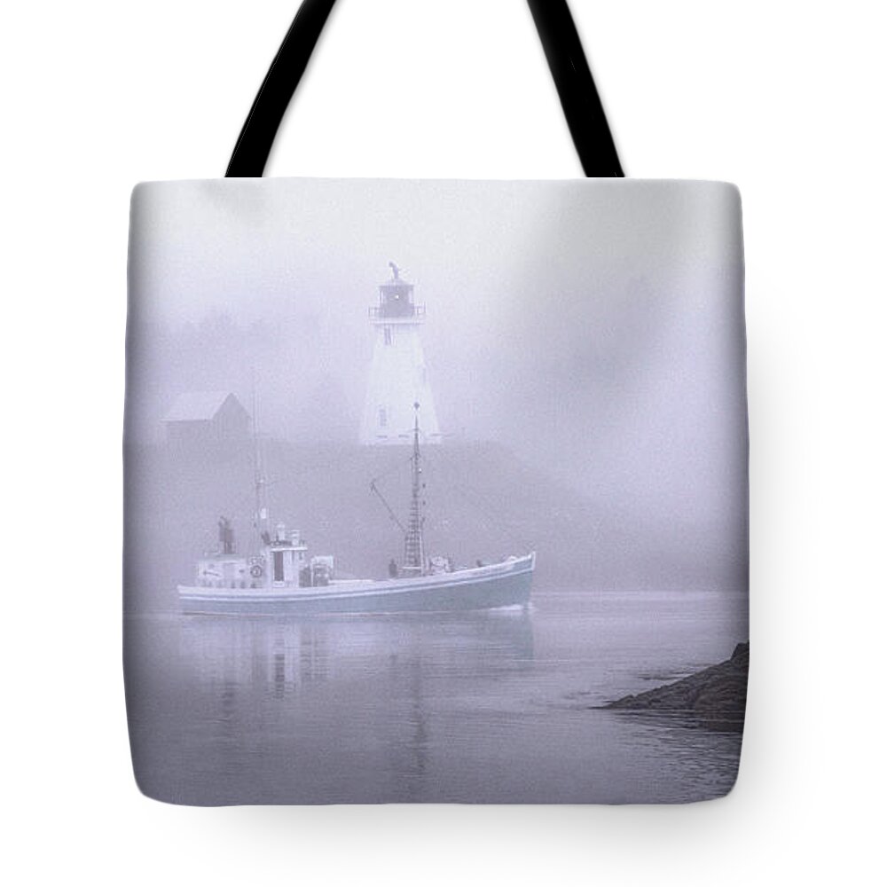 Landscape Tote Bag featuring the photograph Michael Eileen Passing Thru Lubec Narrows by Marty Saccone