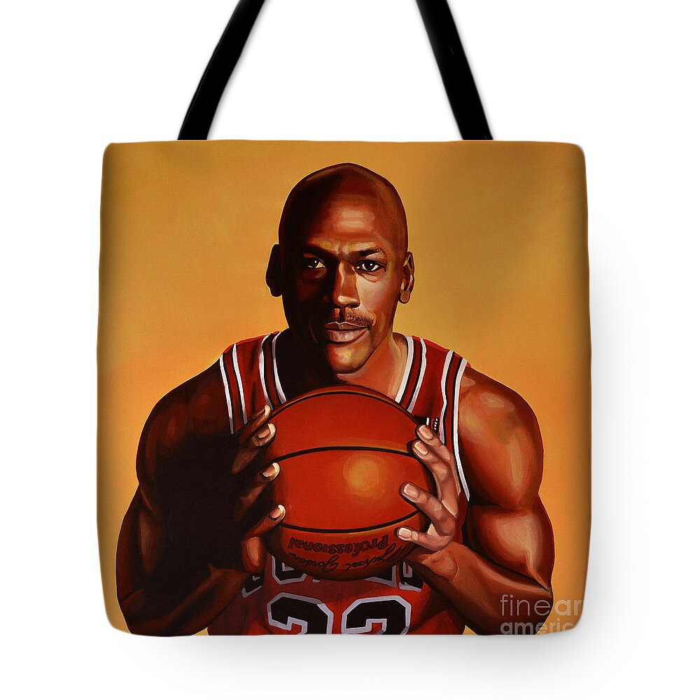 Michael Jordan Tote Bag featuring the painting Michael Jordan 2 by Paul Meijering