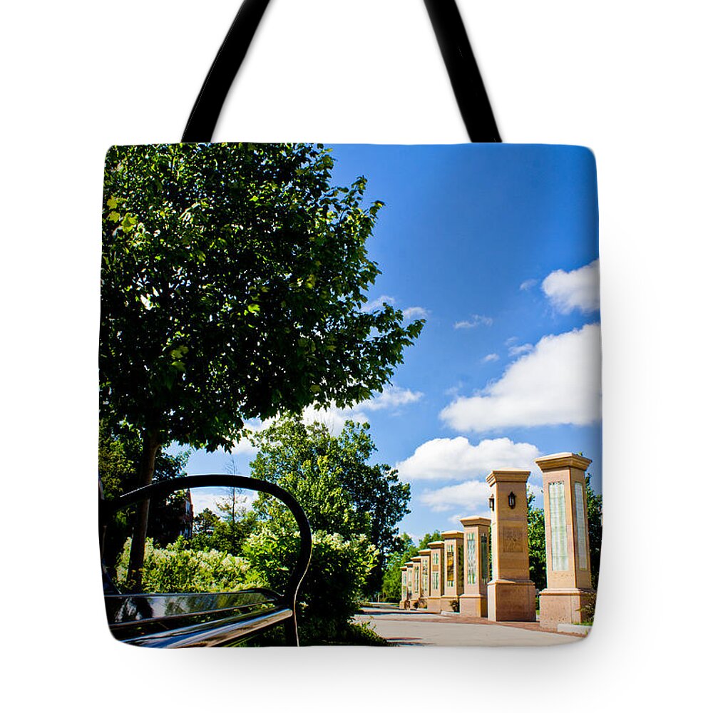 Michigan State University Tote Bag featuring the photograph Michigan State Bench by John McGraw