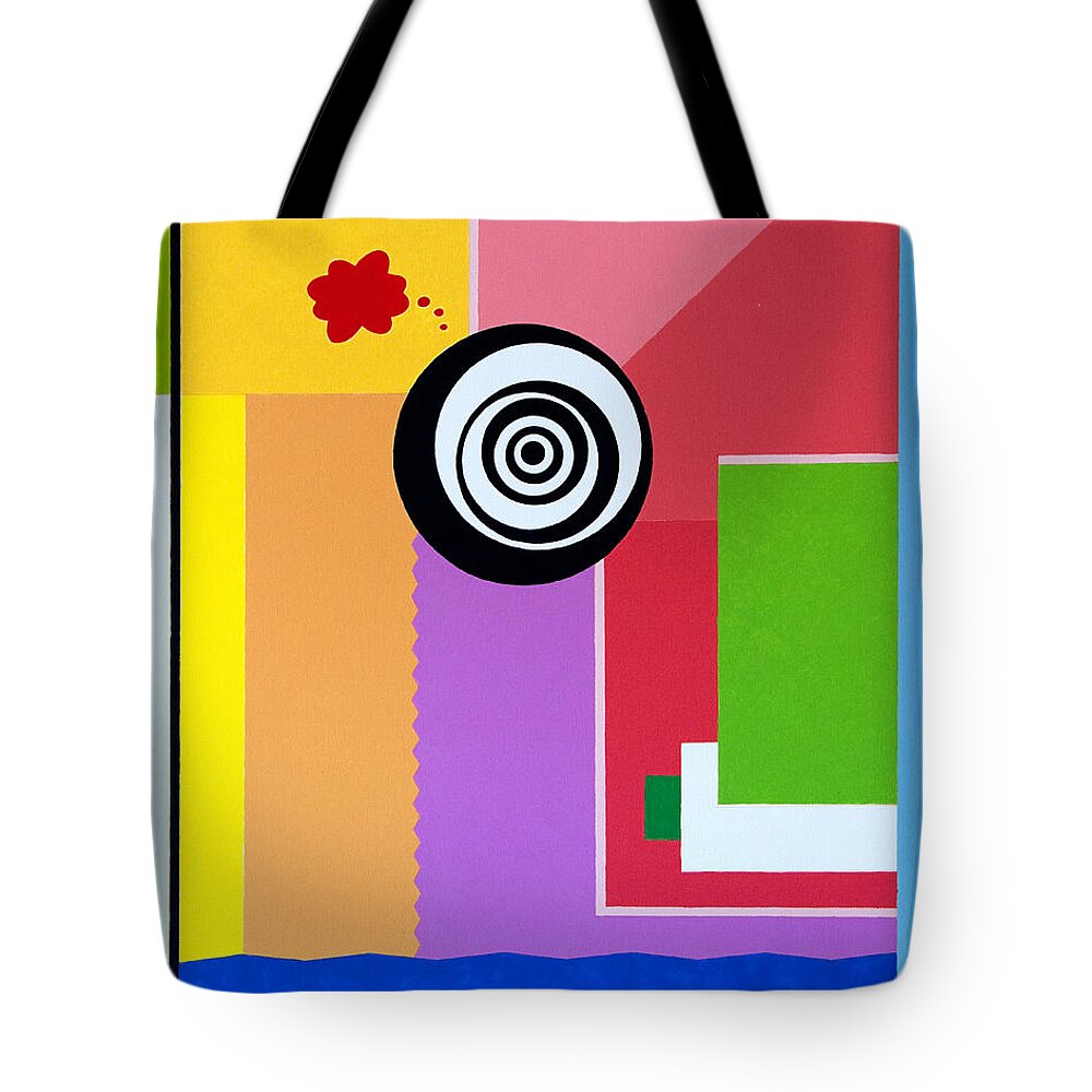 Geometric Tote Bag featuring the painting Mid Century Conflict by Thomas Gronowski