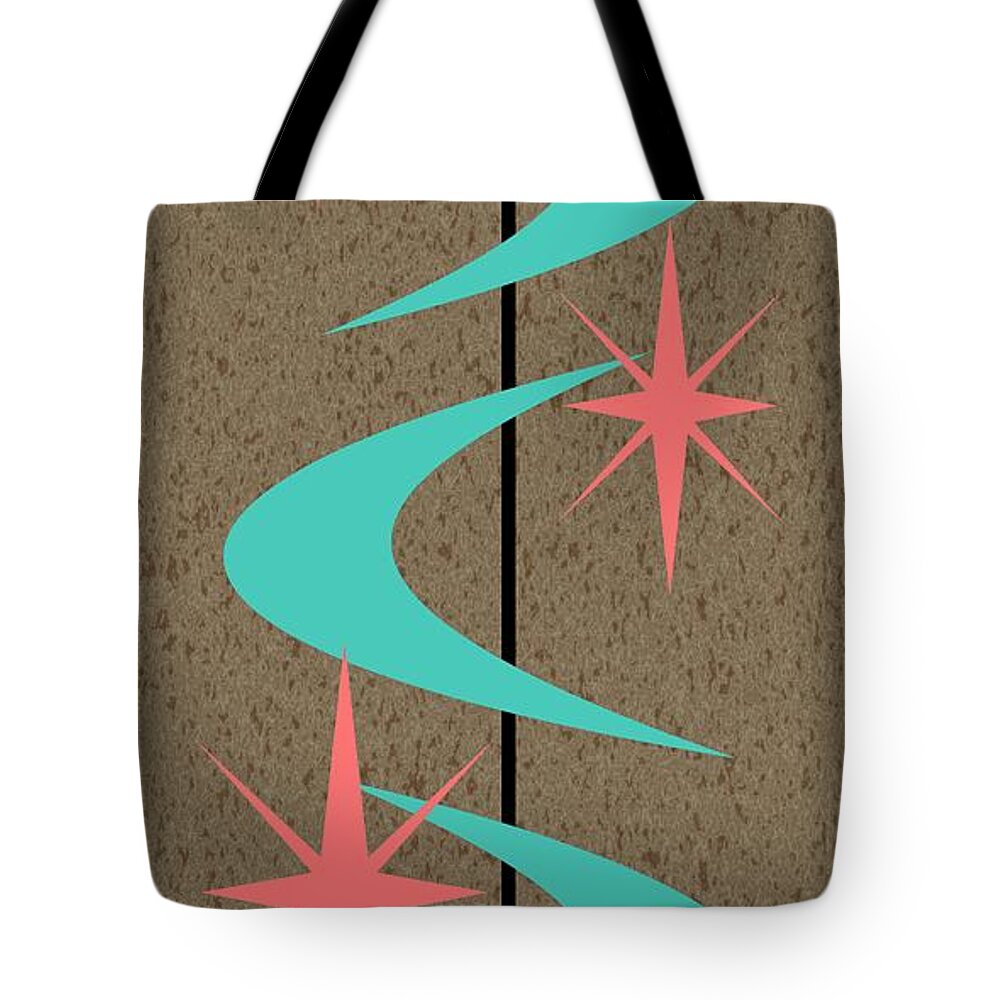 Pink Tote Bag featuring the digital art Mid Century Modern Shapes 8 by Donna Mibus