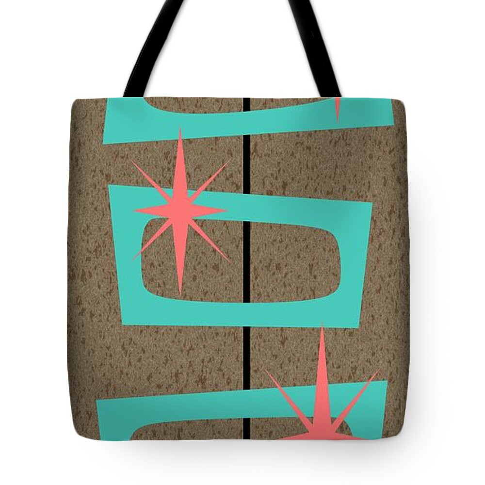 Pink Tote Bag featuring the digital art Mid Century Modern Shapes 9 by Donna Mibus