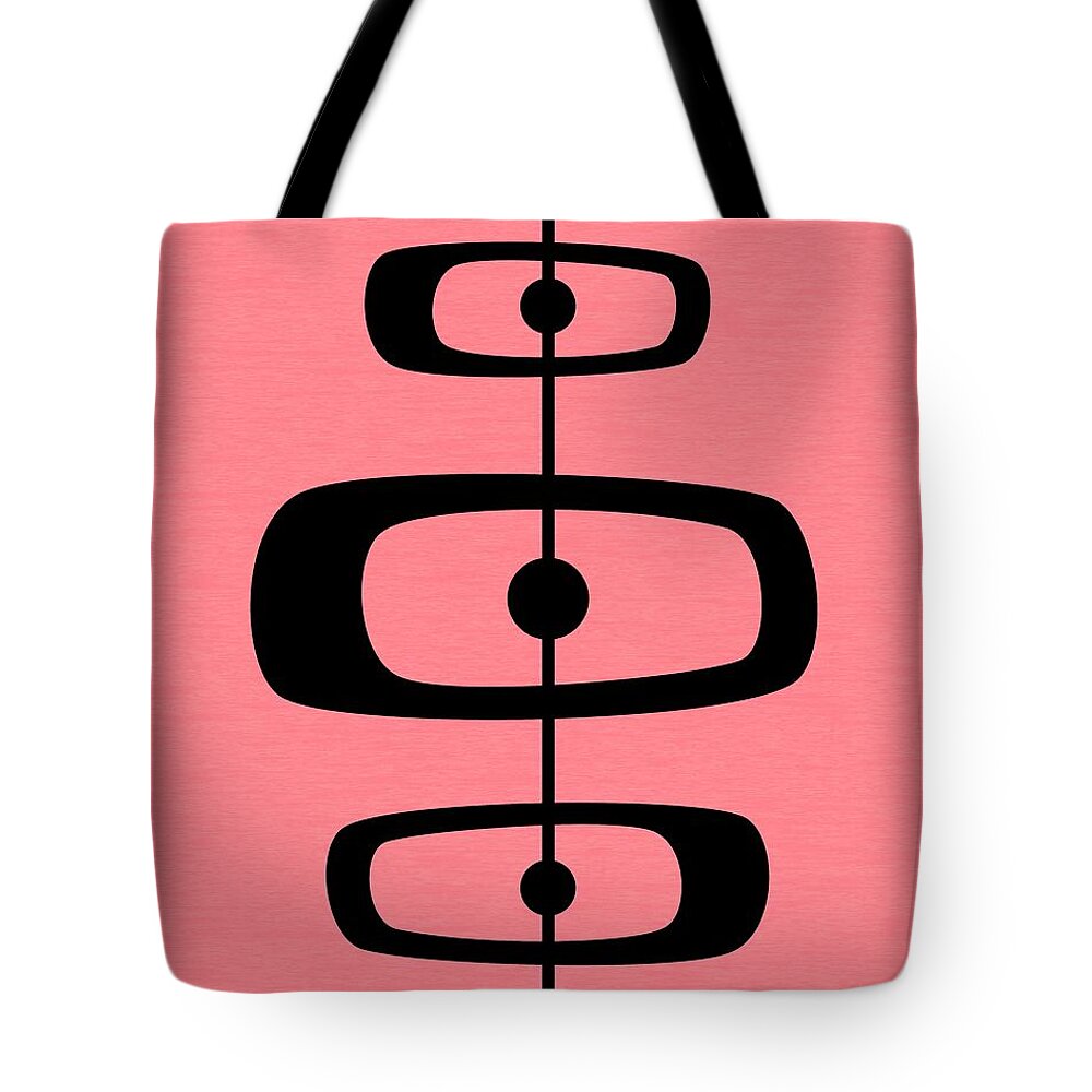 Pink Tote Bag featuring the digital art Mid Century Shapes 2 on Pink by Donna Mibus