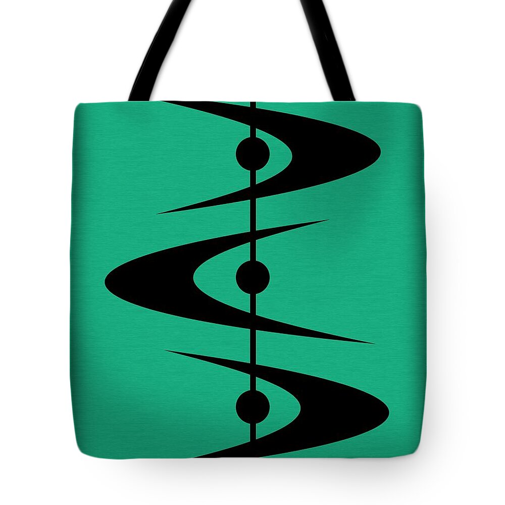 Aqua Tote Bag featuring the digital art Mid Century Shapes 3 on Aqua by Donna Mibus