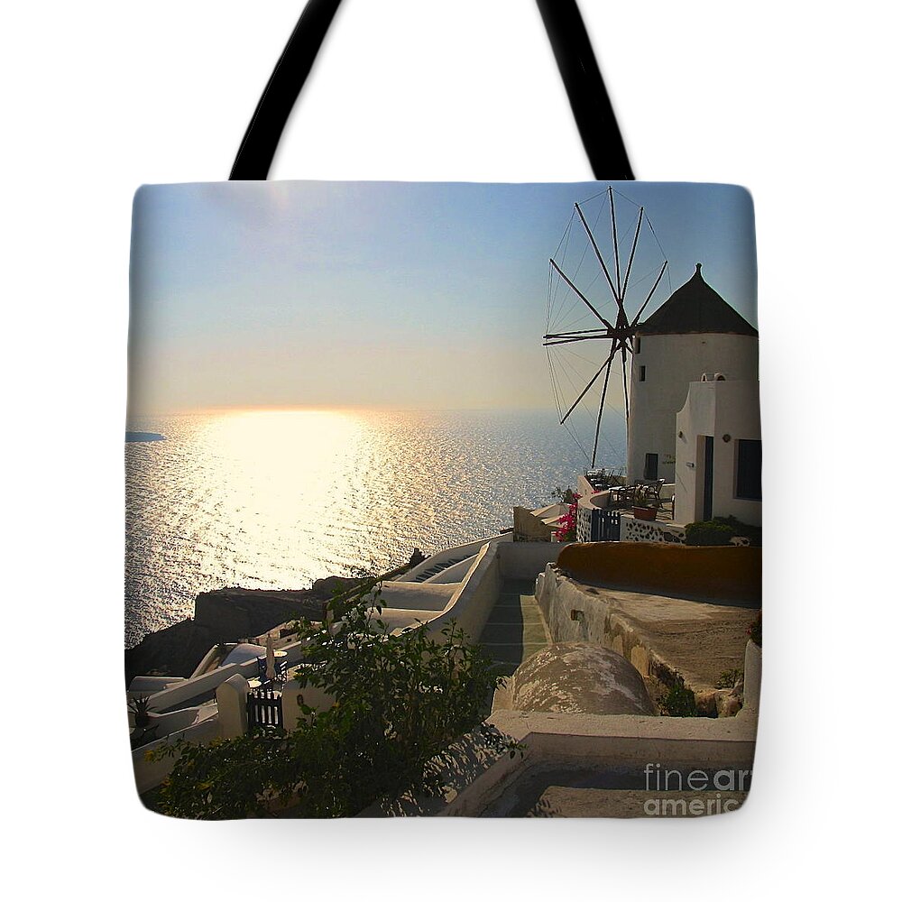 Santorini Greece Tote Bag featuring the photograph Midday on Santorini by Suzanne Oesterling