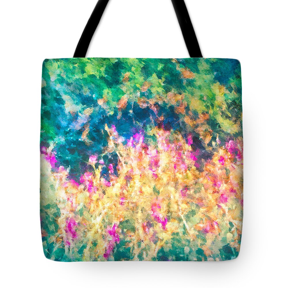 Flowers Tote Bag featuring the mixed media Midnight In The Garden by Priya Ghose
