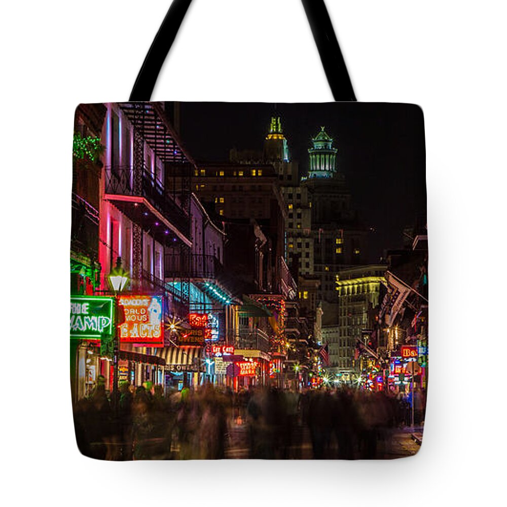 Bourbon Street Tote Bag featuring the photograph Midnight on Bourbon Street by John McGraw