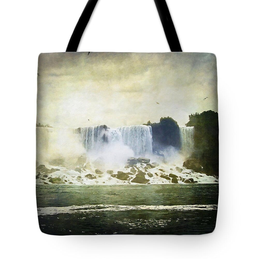 Niagara Falls Tote Bag featuring the digital art Mighty Niagara by Lianne Schneider