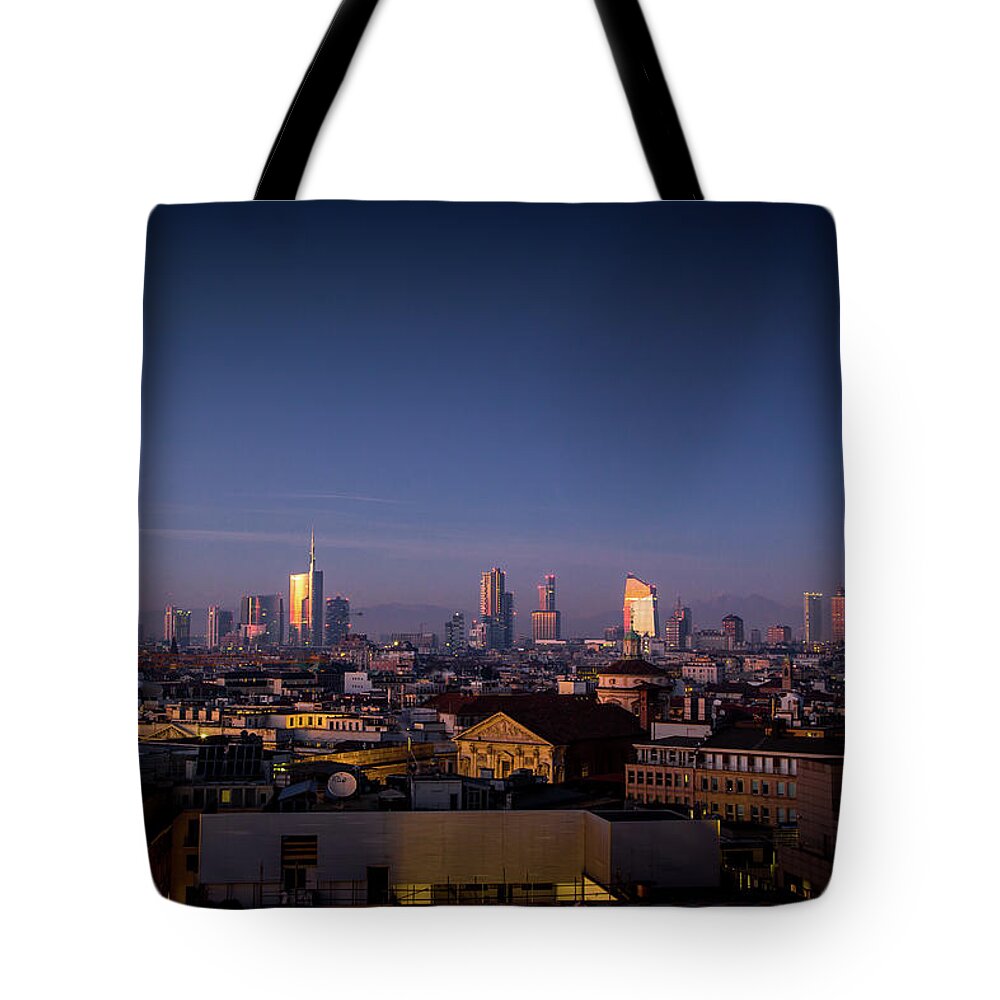 Outdoors Tote Bag featuring the photograph Milano Porta Nuova Skyline by Obliot