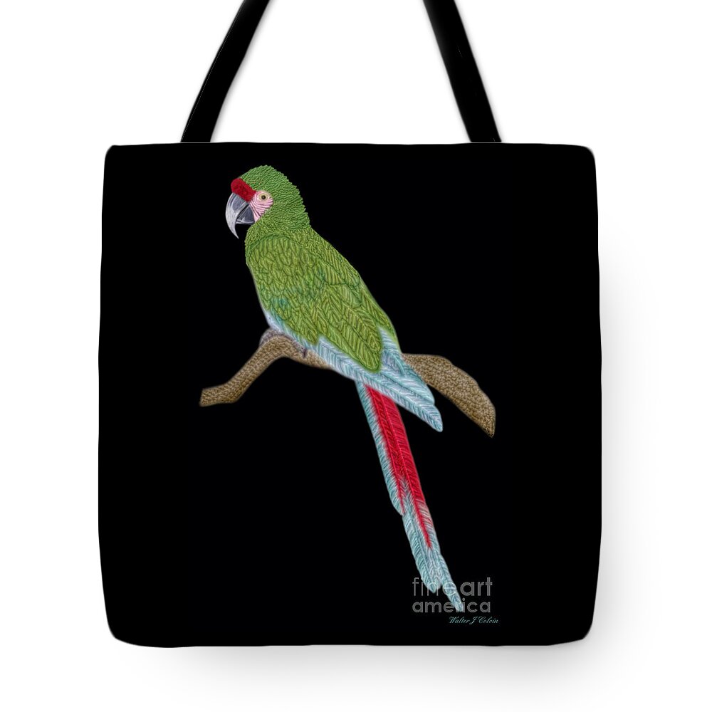 Military Macaw Tote Bag featuring the digital art Military Macaw by Walter Colvin