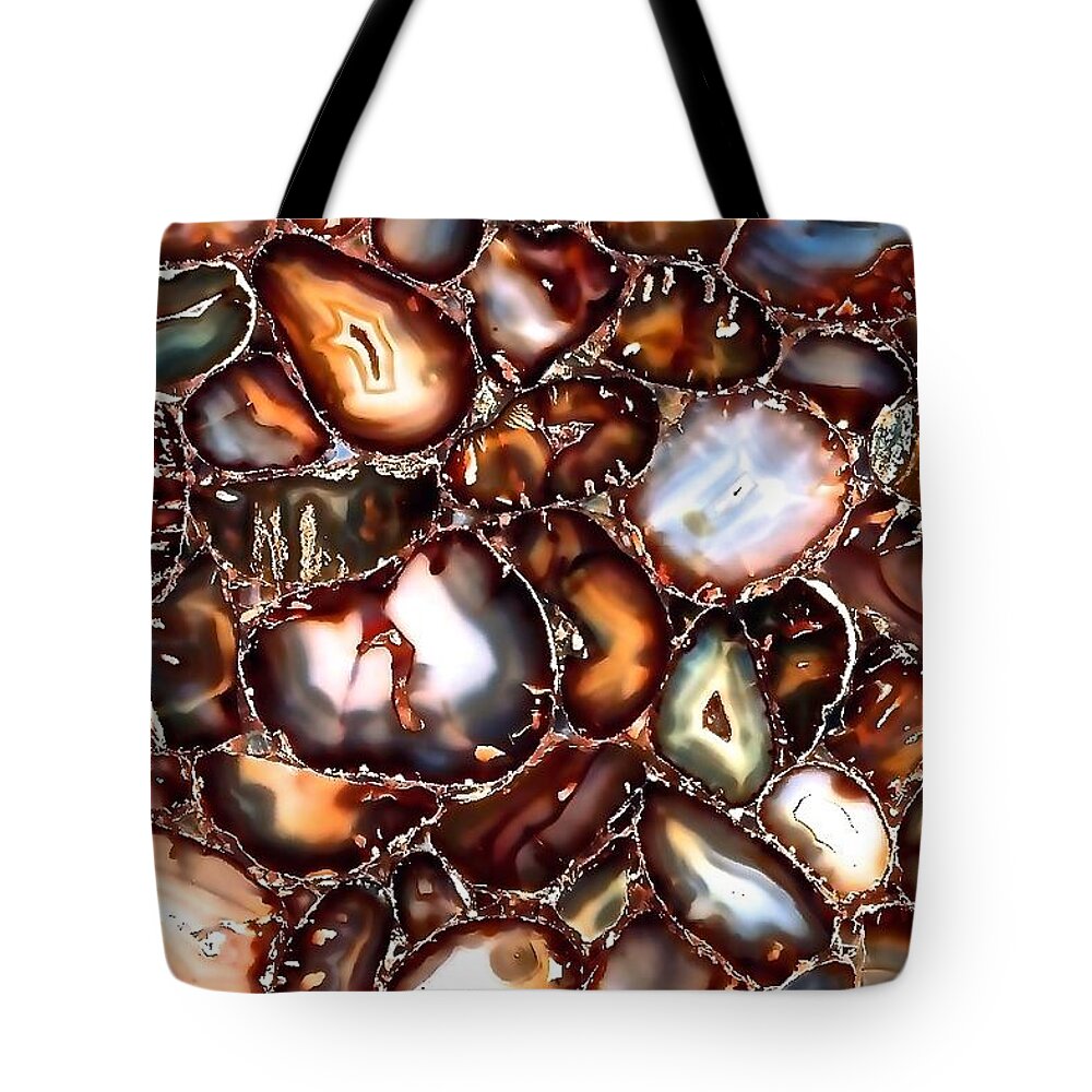 Rocks Tote Bag featuring the photograph Luminescent Agates Or Rock Candy by Debra Amerson
