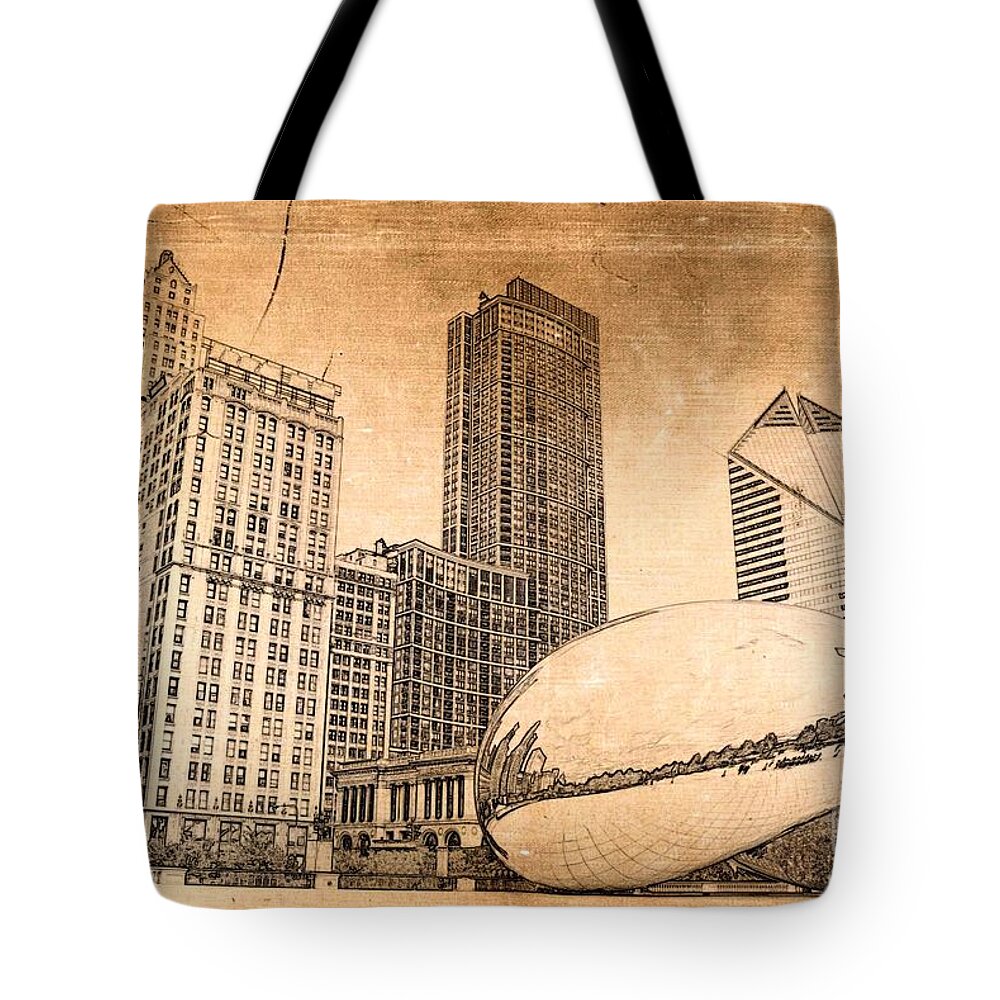 Chicago Bean Tote Bag featuring the digital art Millennium Park Chicago by Dejan Jovanovic