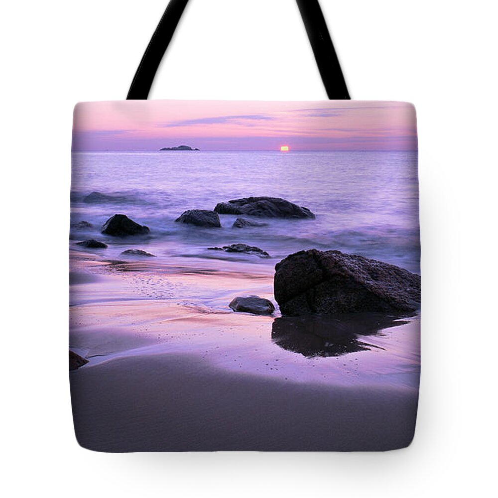 Millennium Sunrise Tote Bag featuring the photograph Millennium Sunrise Singing Beach by Michael Hubley