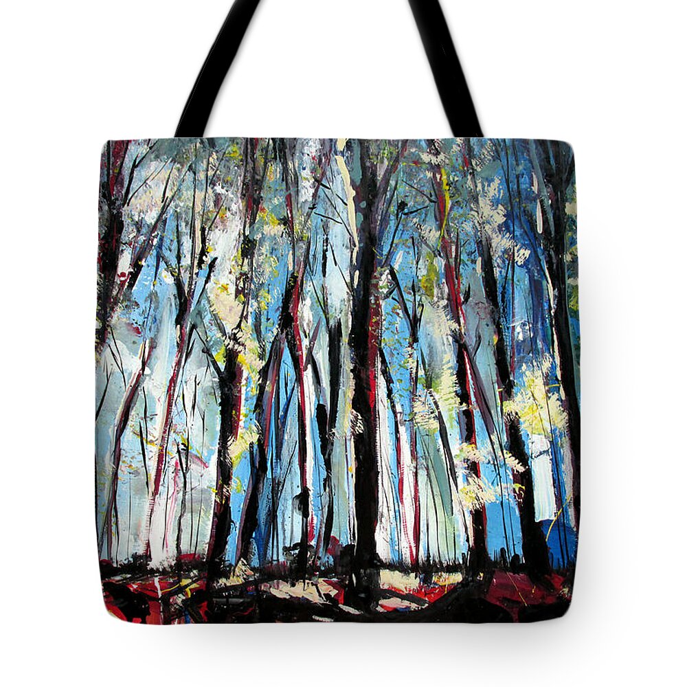John Gholson Tote Bag featuring the painting Mind Through The Trees And In The Clouds by John Gholson