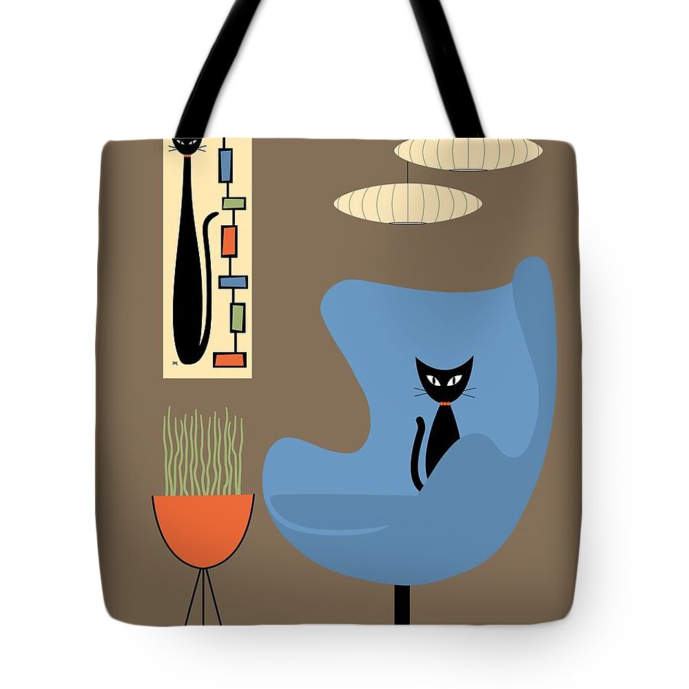 Egg Chair Tote Bag featuring the digital art Mini Rectangle Cat by Donna Mibus